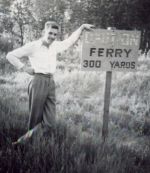 Author and ferry sign